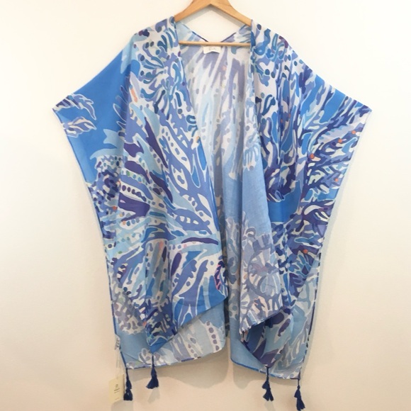 Riah Fashion Other - Riah | Blue & Purple Kimono with Tassels